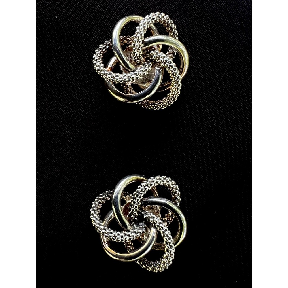 Authentic Lagos 925 Sterling Silver Caviar Love Knot Stud Earrings 585 14K Posts